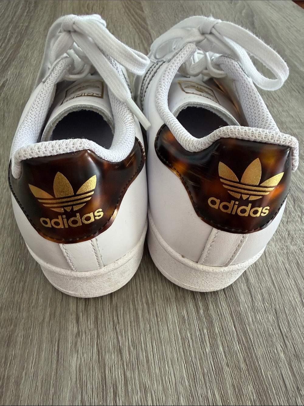 adidas White Sneakers with Tortoiseshell Stripes